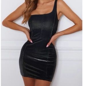 White fox xs silver and black body con dress